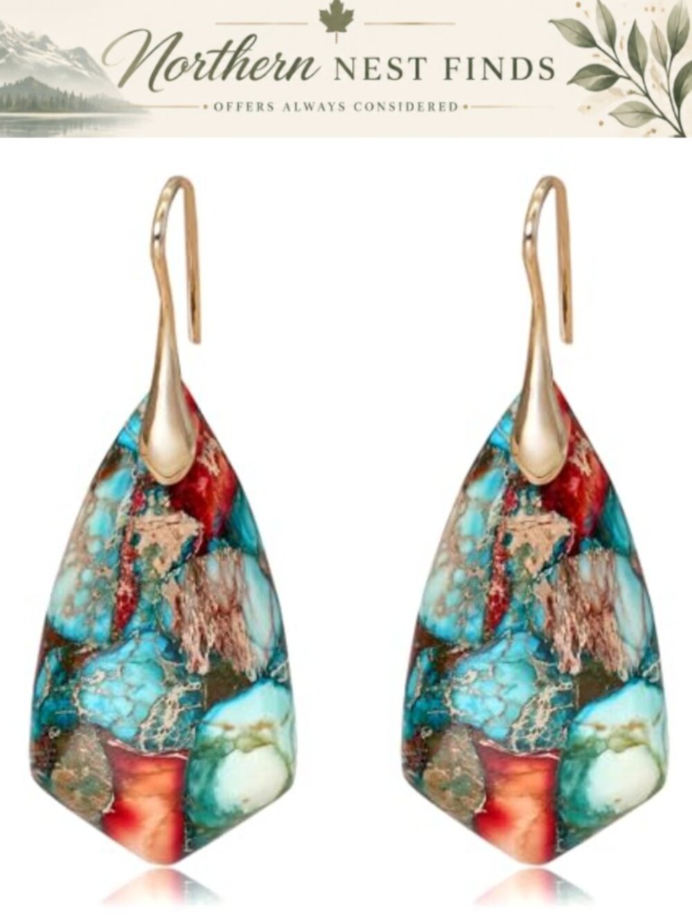 Natural Stone Dangle Drop Earrings Multishape Boho Alloy Lightweight Women
